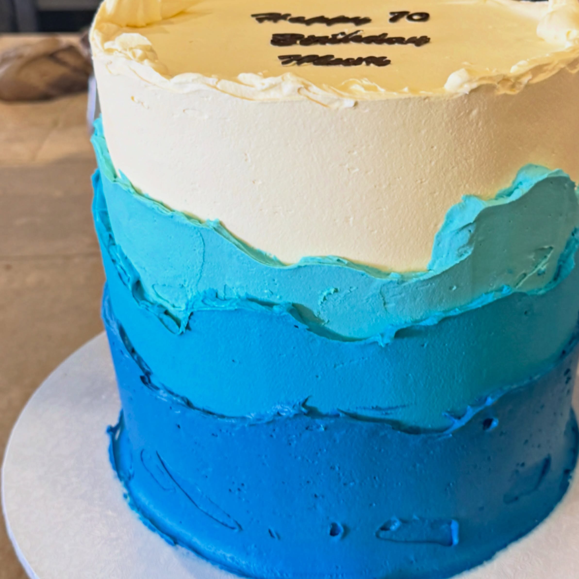 Blue ombre buttercream birthday cake